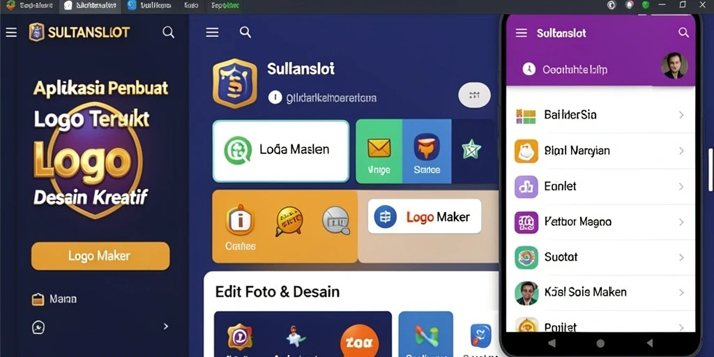 Tampilan antarmuka SULTANSLOT dengan fitur Logo Maker yang intuitif.